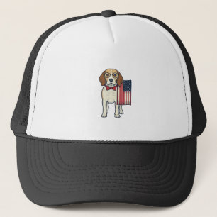 Patriottische Beagle met Vlag Vintage Vector Kunst Trucker Pet