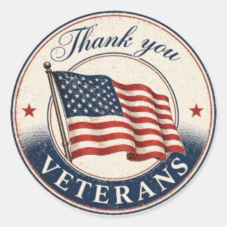 Patriottische Bedankt Veteranen Cadeaupakking Stic Ronde Sticker