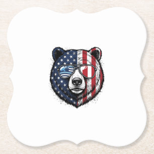 Patriottische Beer Zonnebril Vintage Vector T-shir Kartonnen Onderzetters