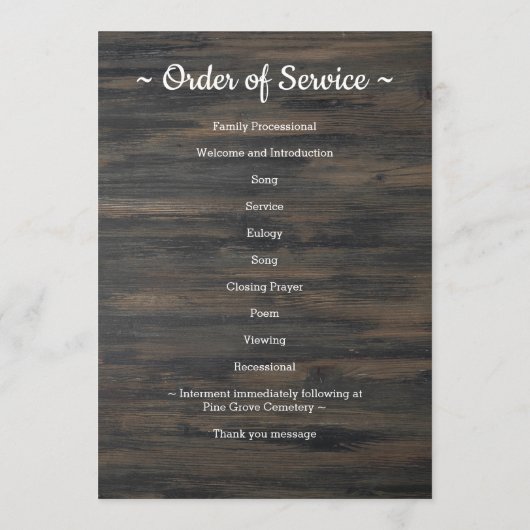 Patriottische begrafenisvolgorde van het Veteranpr Programma (Achterkant)