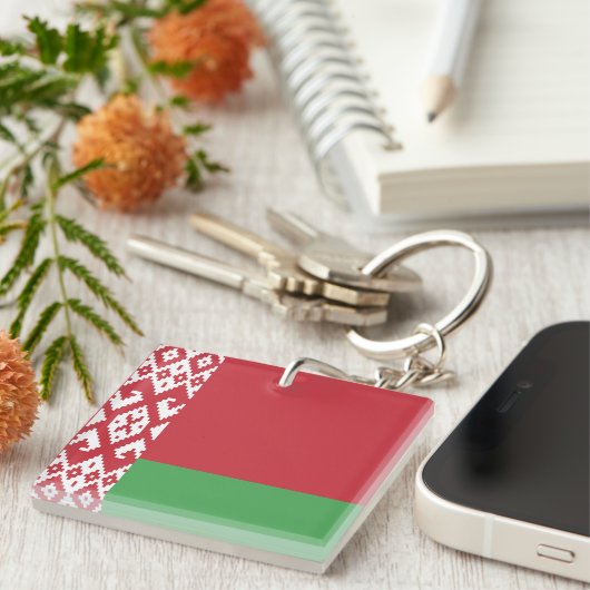 Patriottische Belarussische vlag Sleutelhanger (Voorkant Rechts)