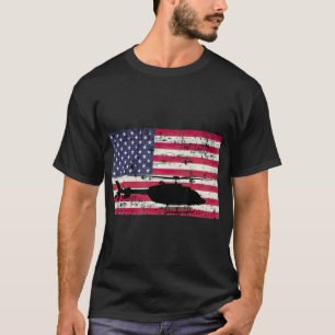 Patriottische Bell 407 helikopter Amerikaanse vlag T-shirt