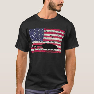Patriottische Bell 407 helikopter Amerikaanse vlag T-shirt