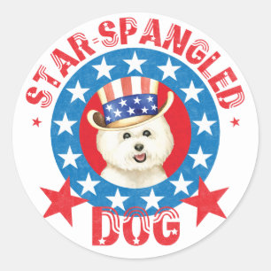 Patriottische Bichon Frise Classic Round Sticker