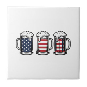 Patriottische Biermugs Vintage Vector T-shirt Ontw Tegeltje