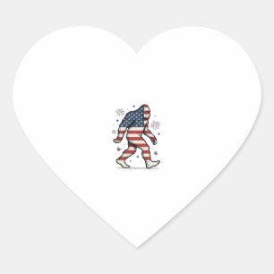 Patriottische Bigfoot Vintage Gravure Shirt Ontwer Hart Sticker