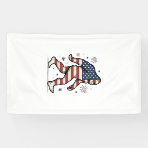 Patriottische Bigfoot Vintage Gravure Shirt Ontwer Spandoek