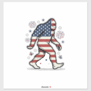 Patriottische Bigfoot Vintage Gravure Shirt Ontwer Sticker