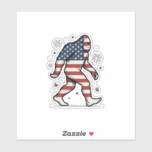 Patriottische Bigfoot Vintage Gravure Shirt Ontwer Sticker