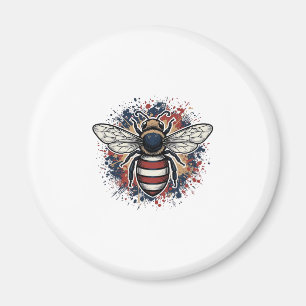 Patriottische Bij Vintage Gravure Vector Ontwerp_1 Magneet