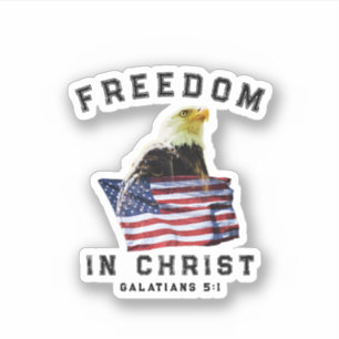 Patriottische Bijbeltekst Vrijheid in Christus Vin Sticker