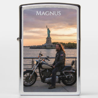 Patriottische Biker Statue of Liberty Zonsondergan