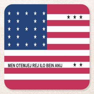 Patriottische Bikini-atol vlag Vierkante Kartonnen Onderzetter