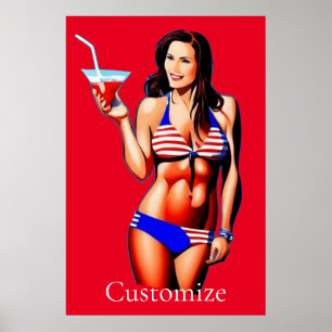 Patriottische Bikini Fitness Model Thunder_Cove Poster
