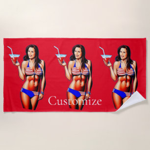 Patriottische Bikini Fitness Model Thunder_Cove Strandlaken