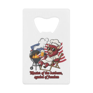 Patriottische Bizon BBQ Master USA Vlag Kredietkaart Flessenopener