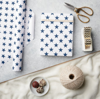 Patriottische Blauwe Sterren Amerikaans Cadeaupapier