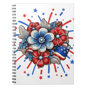Patriottische Bloemen in Rood Wit & Blauw 4 juli Notitieboek