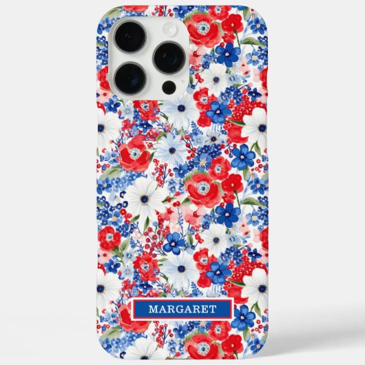Patriottische Bloemen met Initialen Case-Mate iPhone Case (Achterkant)