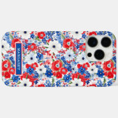 Patriottische Bloemen met Initialen Case-Mate iPhone Case (Achterkant (horizontaal))