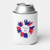 Patriottische Bloemen Vierde juli BBQ Rood Wit Bla Blikjeskoeler (Blikje Achterkant)