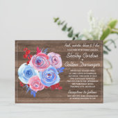 Patriottische Bloemen Vierde Juli Fotobruiloft Kaart (Staand voorkant)