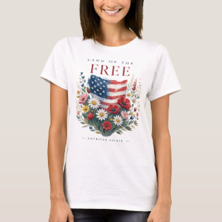 Patriottische Bloemige Amerikaanse Geest T-shirt