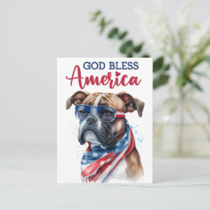 Patriottische Bokser, God Zegen Amerika Prentbrief Briefkaart
