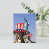 Patriottische bokser hond briefkaart (Staand voorkant)