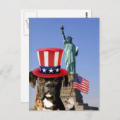 Patriottische bokser hond briefkaart (Voorkant / Achterkant)