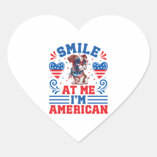 Patriottische Bokser Hond voor 4 juli Hart Sticker