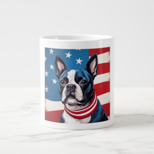 Patriottische Boston Terrier met Amerikaanse vlag Extra Grote Beker