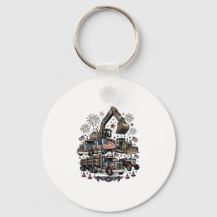 Patriottische Bouwvoertuigen Vintage T-shirt Desi Sleutelhanger