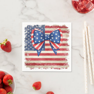 Patriottische Bow & Flag Verjaardagsfeestartikelen Servet