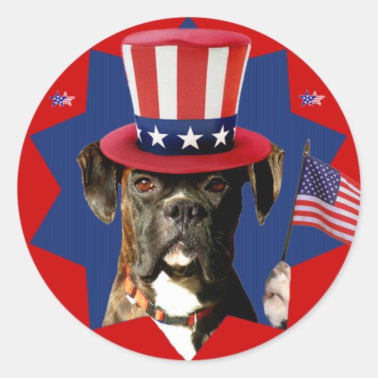 Patriottische Boxer Dog Stickers (Voorkant)