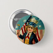 Patriottische Boy Round Button (Voorkant /achterkant)