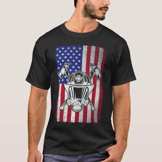 Patriottische Brandweerman VS Amerikaanse vlag Bra T-shirt (Voorkant)