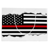 Patriottische brandweerstijl Amerikaanse vlag Large Cadeauzakje (Achterkant)