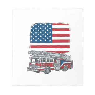 Patriottische brandweerwagen Amerikaanse vlag vint Notitieblok