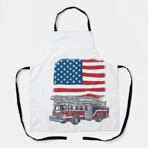 Patriottische brandweerwagen Amerikaanse vlag vint Schort
