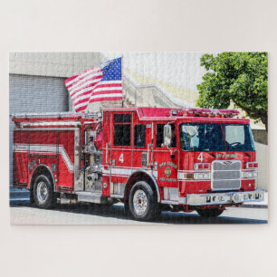 Patriottische brandweerwagen VS-vlag San Diego Legpuzzel