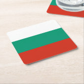 Patriottische Bulgaarse vlag Vierkante Kartonnen Onderzetter (Schuin)