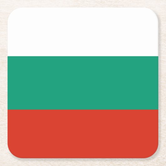Patriottische Bulgaarse vlag Vierkante Kartonnen Onderzetter (Voorkant)