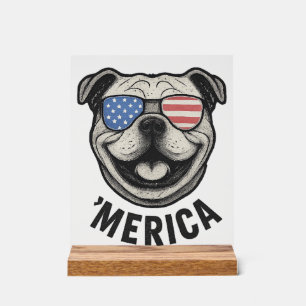 Patriottische Bulldog 'MERICA � USA Vlag Zonnebril Acryl Bord