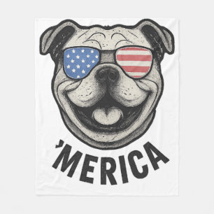 Patriottische Bulldog 'MERICA � USA Vlag Zonnebril Fleece Deken