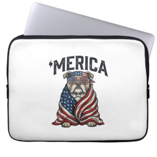 Patriottische Bulldog 'Merica Vintage Vector T-shi Laptop Sleeve