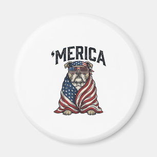Patriottische Bulldog 'Merica Vintage Vector T-shi Magneet