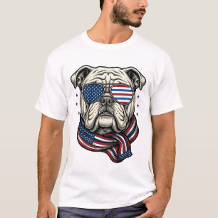 Patriottische Bulldog Vintage Gravure Shirt Ontwer