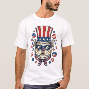 Patriottische Bulldog Vintage Gravure Shirt Ontwer