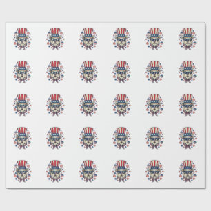 Patriottische Bulldog Vintage Gravure Shirt Ontwer Cadeaupapier
